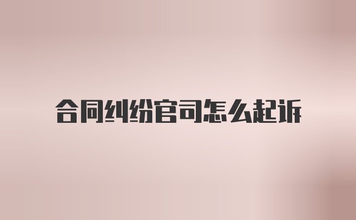 合同纠纷官司怎么起诉