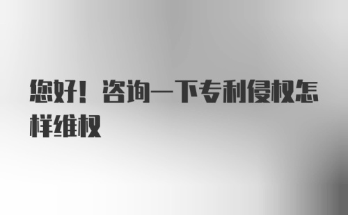 您好！咨询一下专利侵权怎样维权