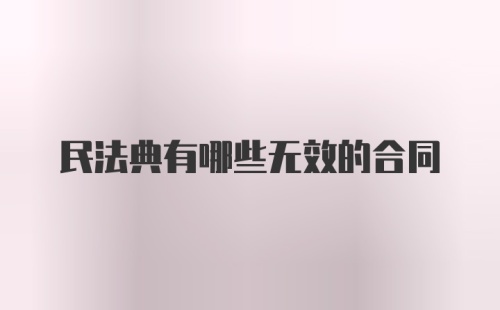 民法典有哪些无效的合同