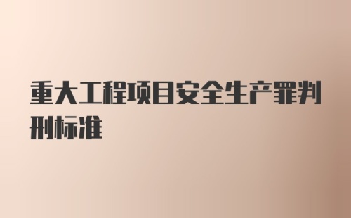 重大工程项目安全生产罪判刑标准