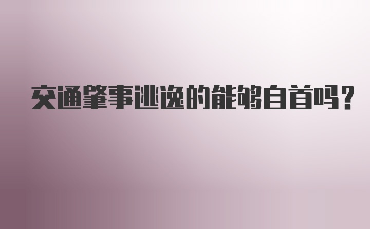 交通肇事逃逸的能够自首吗?