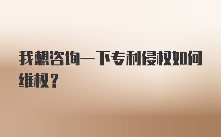 我想咨询一下专利侵权如何维权？