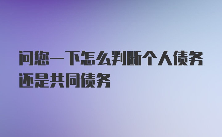 问您一下怎么判断个人债务还是共同债务