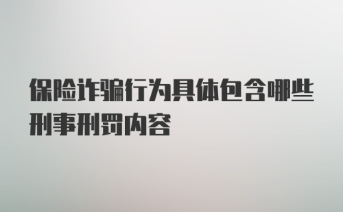 保险诈骗行为具体包含哪些刑事刑罚内容