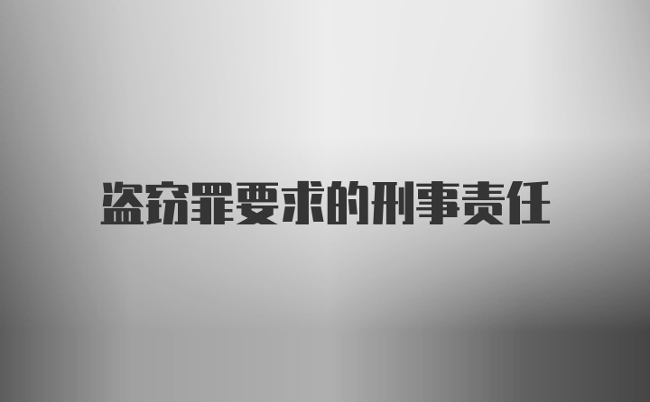 盗窃罪要求的刑事责任