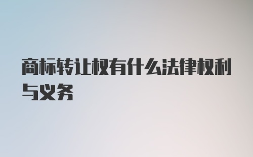 商标转让权有什么法律权利与义务