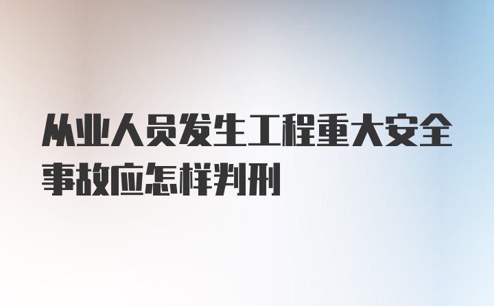 从业人员发生工程重大安全事故应怎样判刑