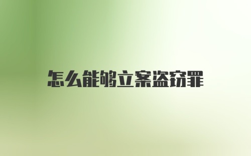 怎么能够立案盗窃罪