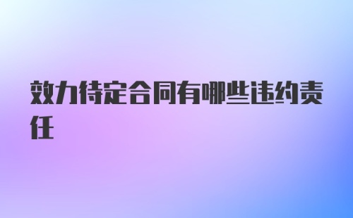 效力待定合同有哪些违约责任