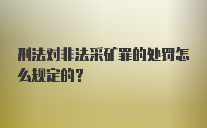 刑法对非法采矿罪的处罚怎么规定的？