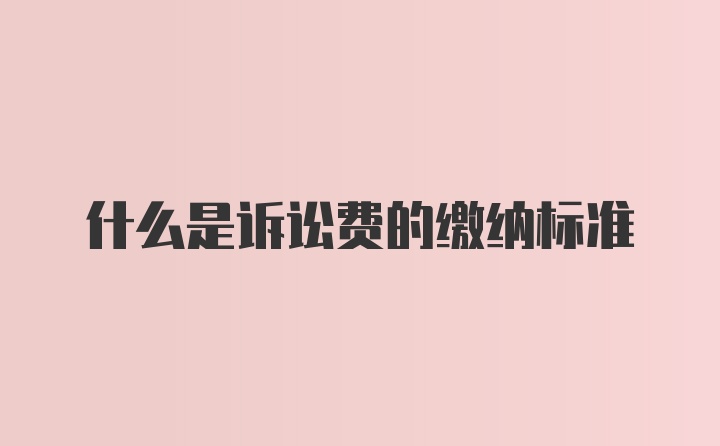 什么是诉讼费的缴纳标准