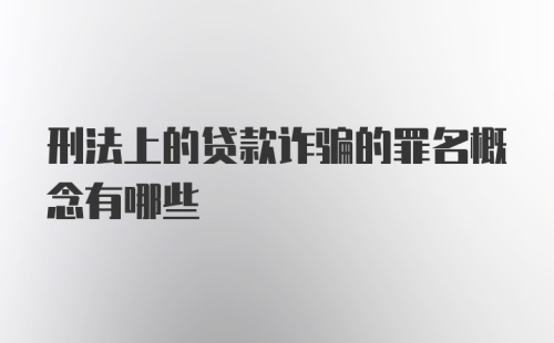 刑法上的贷款诈骗的罪名概念有哪些