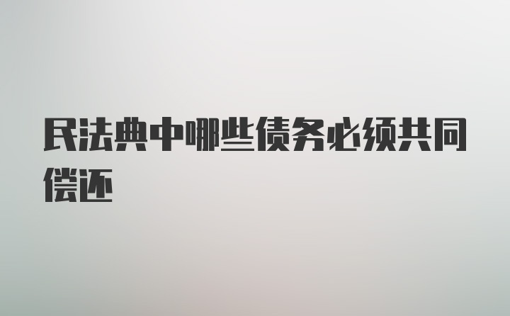 民法典中哪些债务必须共同偿还