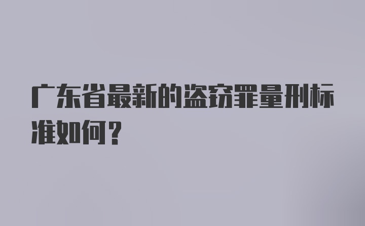 广东省最新的盗窃罪量刑标准如何？