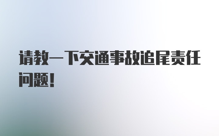 请教一下交通事故追尾责任问题！