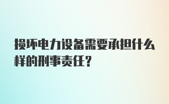 损坏电力设备需要承担什么样的刑事责任?