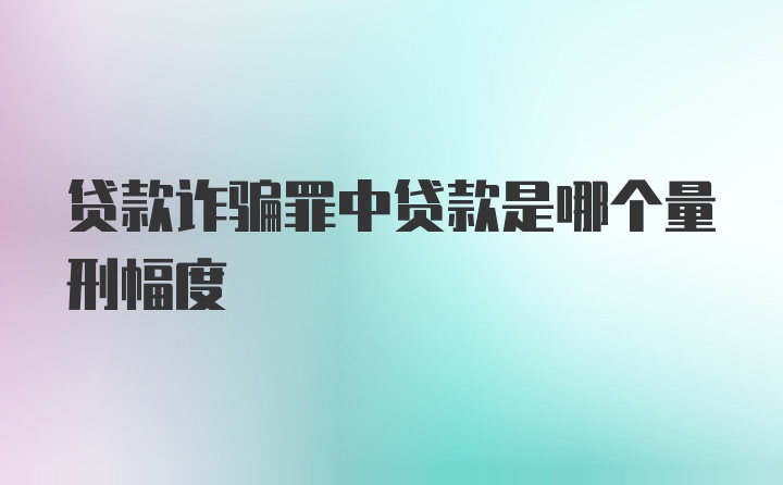 贷款诈骗罪中贷款是哪个量刑幅度