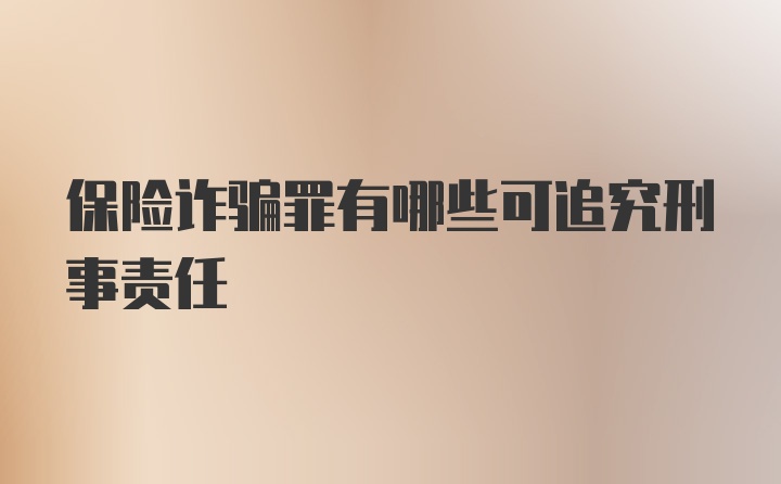 保险诈骗罪有哪些可追究刑事责任