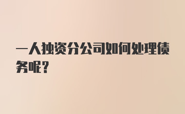 一人独资分公司如何处理债务呢？