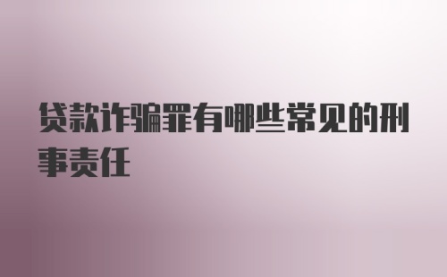 贷款诈骗罪有哪些常见的刑事责任