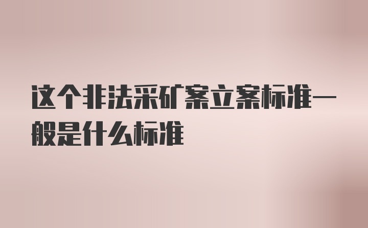 这个非法采矿案立案标准一般是什么标准