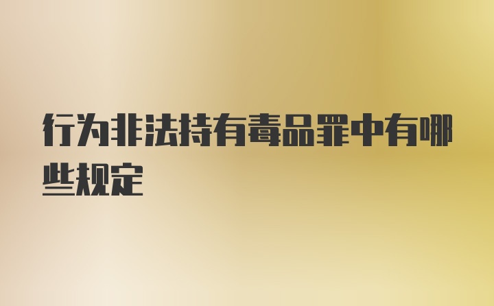 行为非法持有毒品罪中有哪些规定