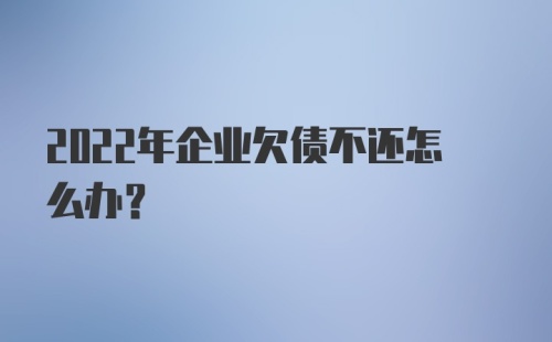 2022年企业欠债不还怎么办？