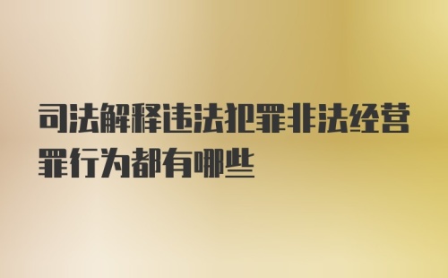 司法解释违法犯罪非法经营罪行为都有哪些