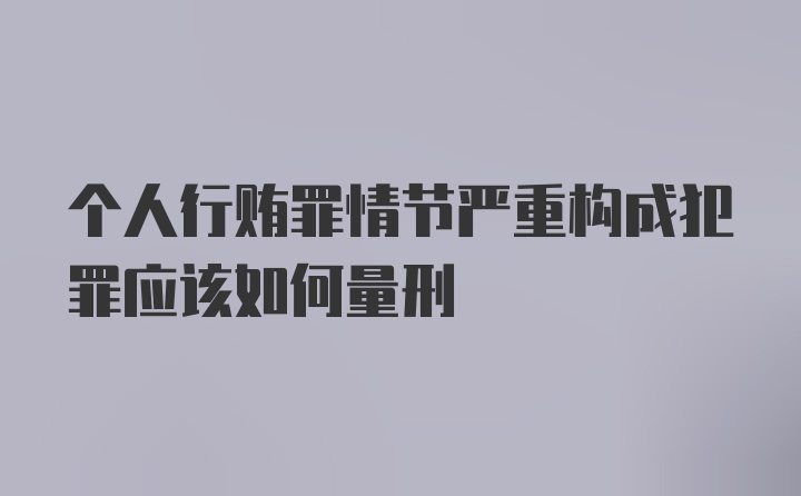 个人行贿罪情节严重构成犯罪应该如何量刑