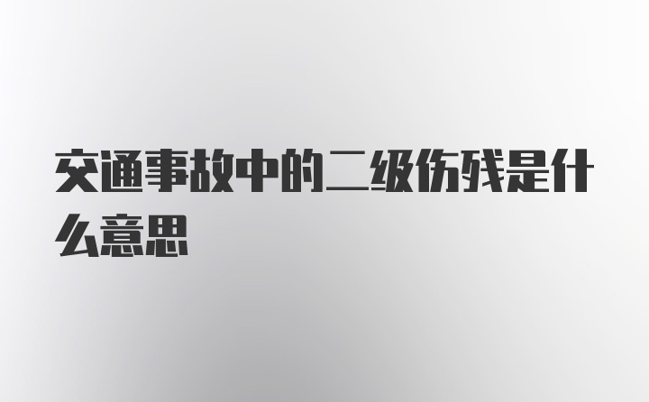 交通事故中的二级伤残是什么意思