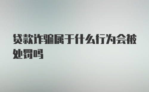 贷款诈骗属于什么行为会被处罚吗