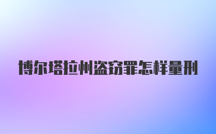 博尔塔拉州盗窃罪怎样量刑