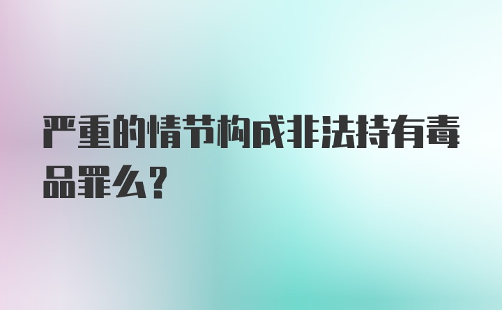 严重的情节构成非法持有毒品罪么？