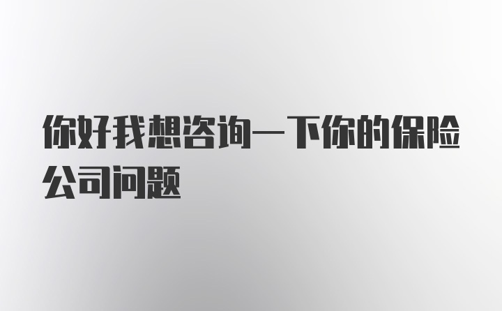 你好我想咨询一下你的保险公司问题