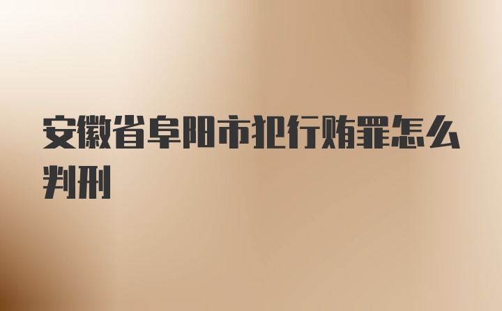 安徽省阜阳市犯行贿罪怎么判刑