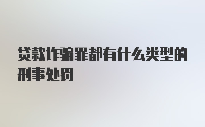 贷款诈骗罪都有什么类型的刑事处罚