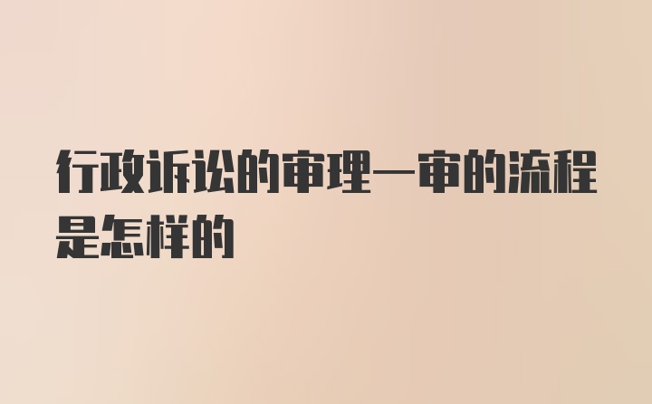 行政诉讼的审理一审的流程是怎样的