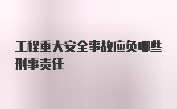 工程重大安全事故应负哪些刑事责任