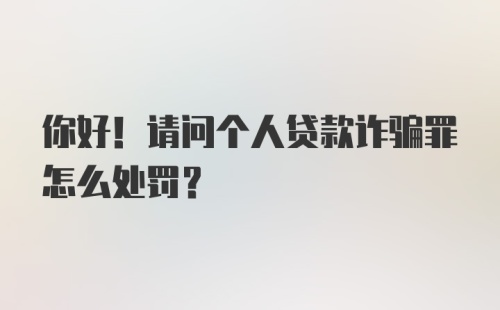 你好！请问个人贷款诈骗罪怎么处罚？