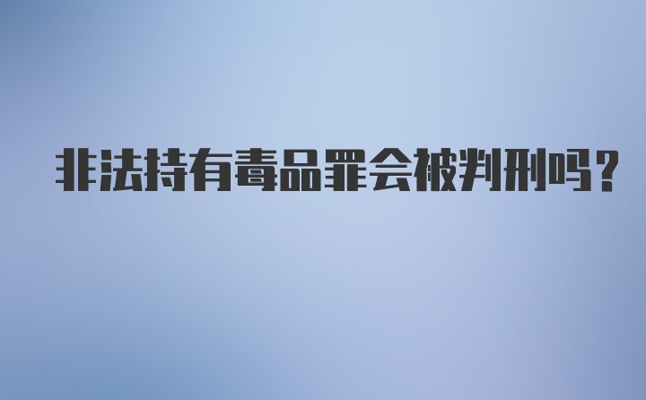 非法持有毒品罪会被判刑吗？