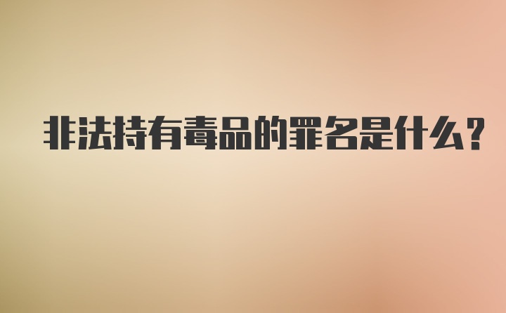 非法持有毒品的罪名是什么？