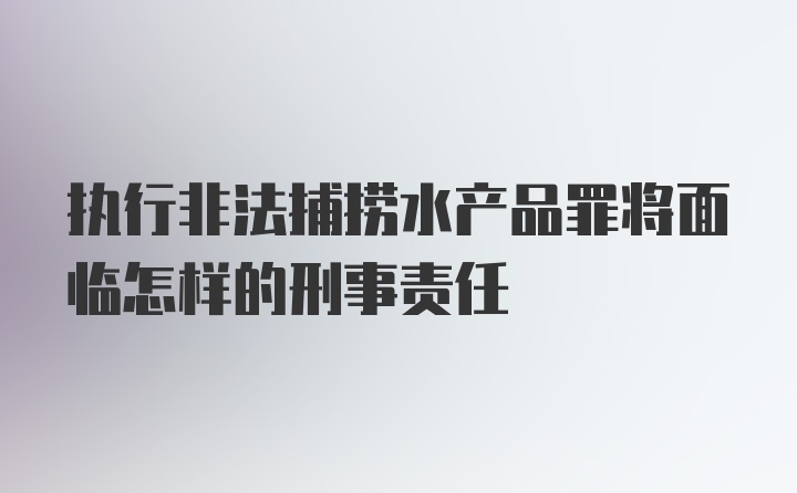 执行非法捕捞水产品罪将面临怎样的刑事责任