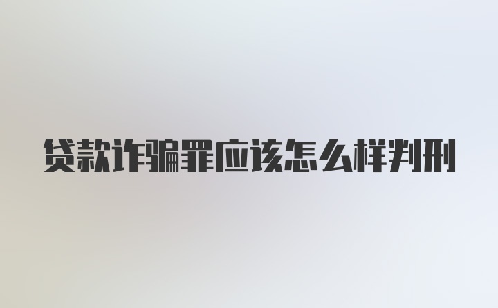 贷款诈骗罪应该怎么样判刑