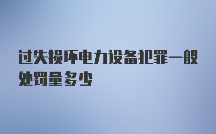 过失损坏电力设备犯罪一般处罚量多少