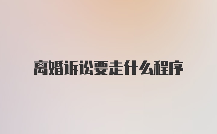 离婚诉讼要走什么程序