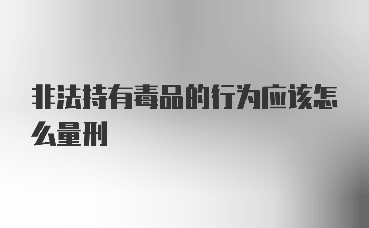 非法持有毒品的行为应该怎么量刑