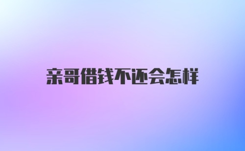 亲哥借钱不还会怎样