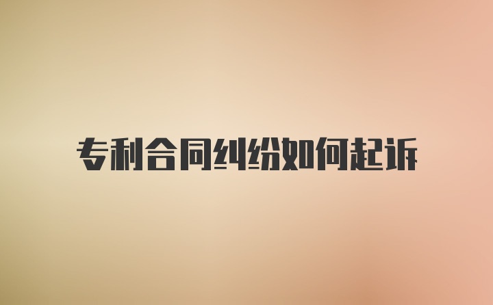 专利合同纠纷如何起诉