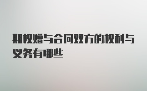 期权赠与合同双方的权利与义务有哪些