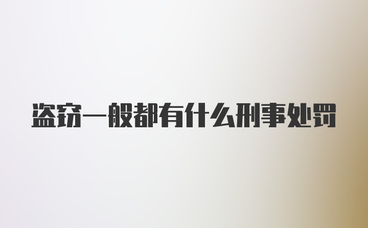 盗窃一般都有什么刑事处罚